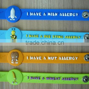 Custom soft pvc id bracelets medical allergy bracelets