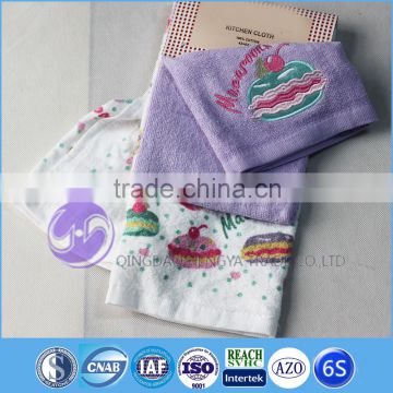 wholesale embroidery design terry cloth cotton printed kids kitchen hand towel