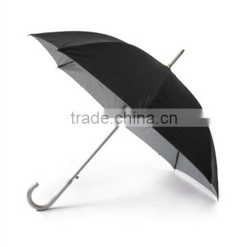 23"x8k long auto open aluminium shaft polyester black silver umbrella
