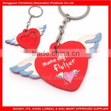 Hot sale romantic soft PVC heart shaped photo keychain
