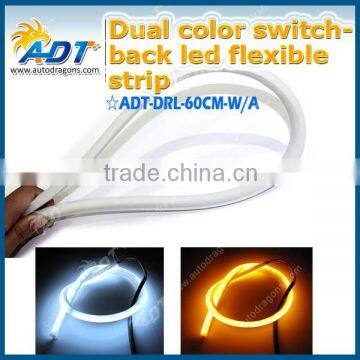 60cm 85cm dual color switchback white yellow color flexible led strip daytime running light headlight