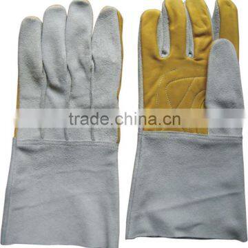 cow grain leather long cuff welding glove