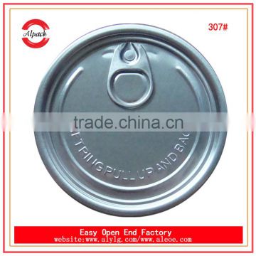 China hot sale full open aluminum easy open can top lid 307#