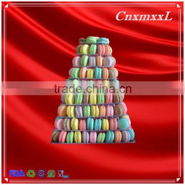 hot sells wholesale 9 tier plastic Macaron square tower display stand &patented customizable Macaron packaging acrylic base