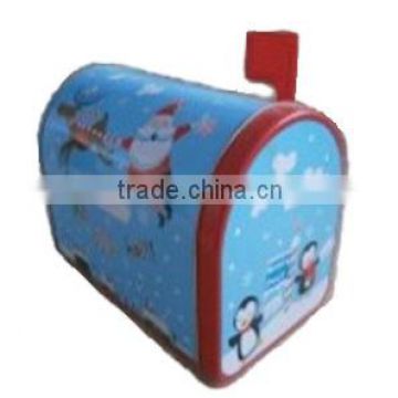 2016 hot sale Christmas mailbox shaped tin box