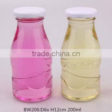 200ml glass milk bottle with metal lid