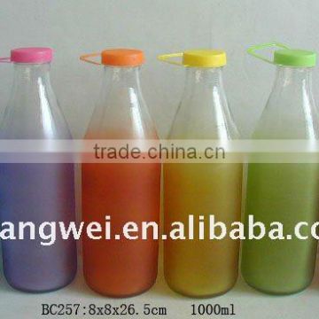 1000ml glass bottle with sprayed frost color