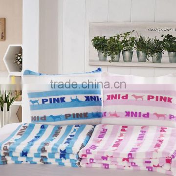 "PINK"motifs coral fleece couple bed sets