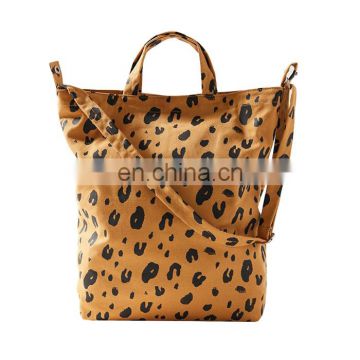 custom leopard print canvas shoulder duck tote bag women canvas shoulder bag with shoulder strap
