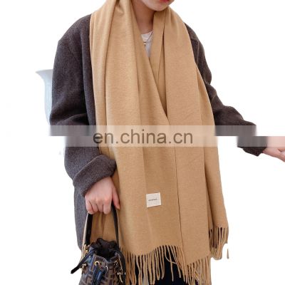 Pure color scarf for men and women in winter all-match autumn and winter thickening long cashmere beige lovers bib