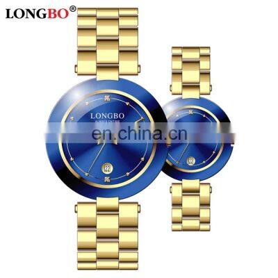 LONGBO 80588 Lady And Men Quartz Calendar Couple Watch Stainless Steel Auto Date Business Branded Watch