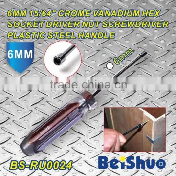 BS-RU0024 65mm 15/64" chrome vandium hex socket screwdriver plastic handle