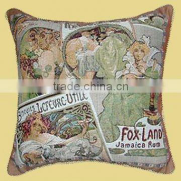 Good Looking Fashion Young Lady Western Design Printed Cushion Cover CT-059