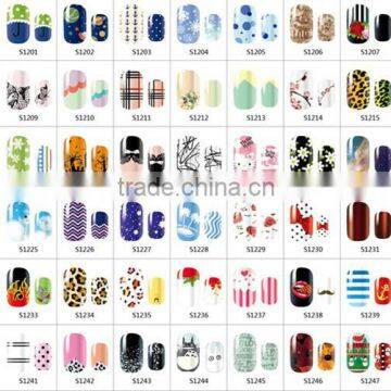 2015 New Style full cover stickers for nail art 14 tips per sheet