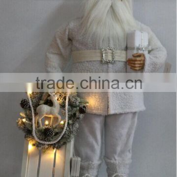 XM-A6005 32 inch indoor lighted sleigh white santa claus for christmas decoration