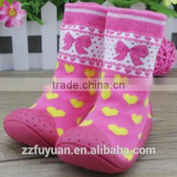 hot sale baby shoe socks with rubber sole, floor sock shoes for baby girl