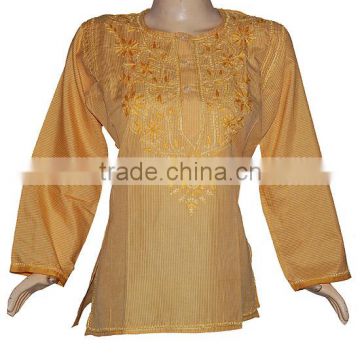 Buy Cotton Tunics Online - Indian Cotton Embroidered Short Tunics