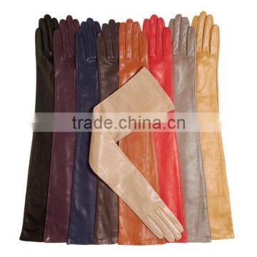 wholesale fashion thin sheepskin women wear cheap long leather gloves