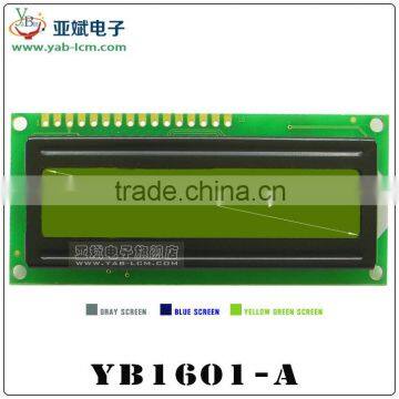 digital 16x1 lcd display module, 16x1 Lines yellow green LCD display, 1601 16*1 character LCD module display