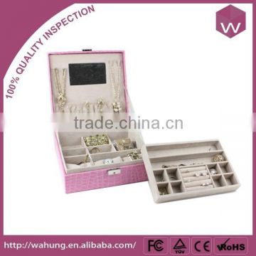 custom design jewelery leather case with drawer wholesale