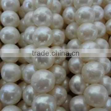 9-10mm round white freshwater pearl strand,loose pearls