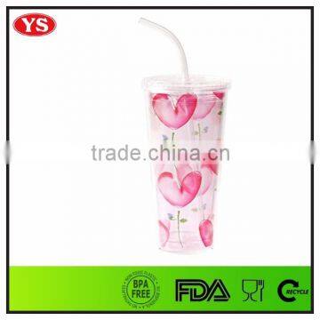 Customized FDA Passed Double wall plastic photo tumbler paper insert 20 Ounce