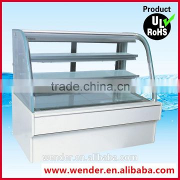 380L arc style golden frame commercial cake display showcase