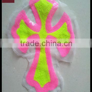 sew on fashion cross sequin patch