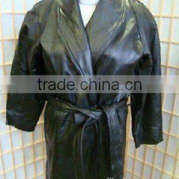 Black Italian Stone Ladies Leather Coat