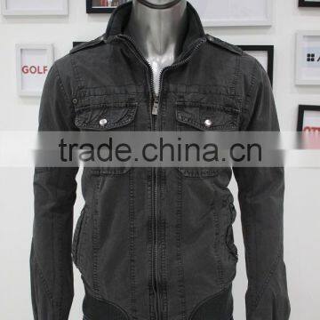denim jacket with hood leather sleeves borg collar