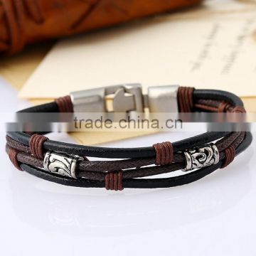 Handmade accessories cow leather unisex fashion braid bracelet
