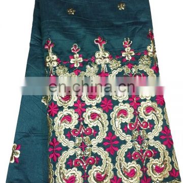 Hot selling african george lace embroidery fabric/raw silk george lace
