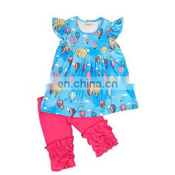 Custom summer kids short set cotton ruffle wholesale new child clothes