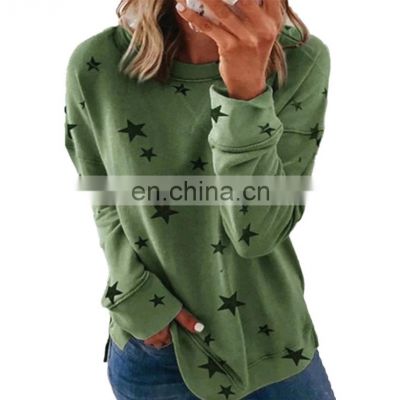 2021 autumn and winter Europe and America Amazon loose plus size long sleeve printing ladies thick small sweater