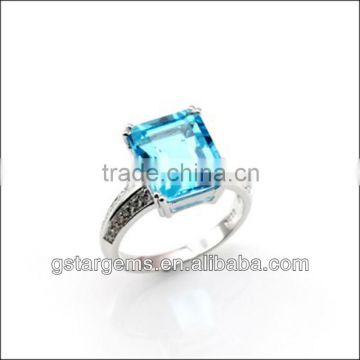 925 Sterling Silver Natural Blue Topaz Ring