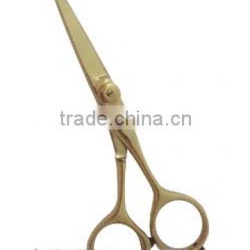 Hair cutting shears Gold color with removable finger rest