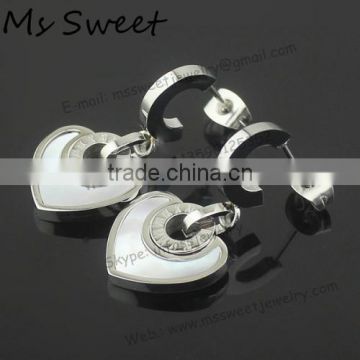 wholesale fashion jewelry white shell heart earrings for women