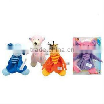 soft and cute bear baby plush toys with handkerchief