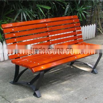 Outdoor bench with backrest metal and wood street furniture bench