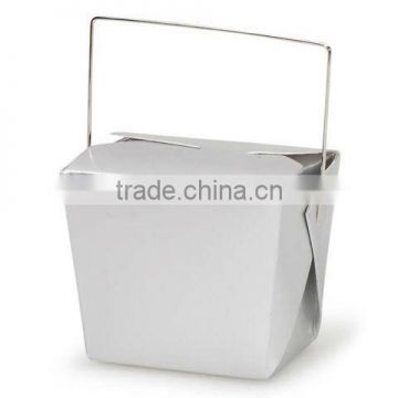 Paper food packaging container with handle