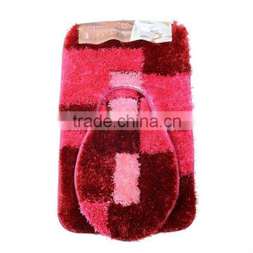 polyester shaggy colorful bathmat set 3piece carpet and rug