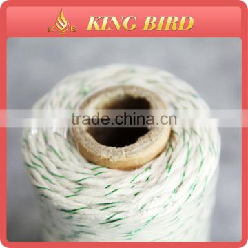 green metallic film with organic cotton knitting yarn