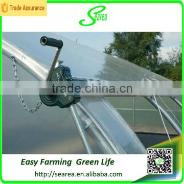 Single span film covering greenhouse manual roll up