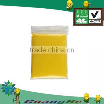 Yellow disposable biodegradable raincoat
