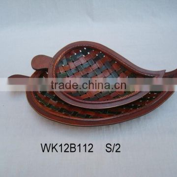 Leaf round bamboo plates in various shape bamboo decoration