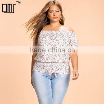 Allover 7xl plus size fat women's clothing off shoulder floral blouse