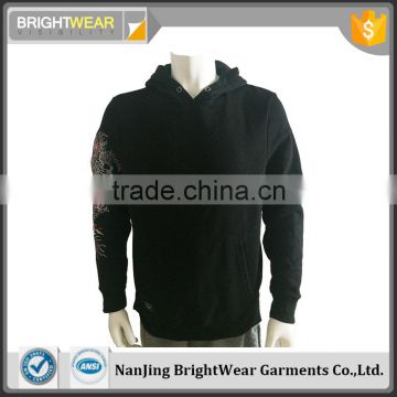 Men's fleece black embroidey pullover hoodie