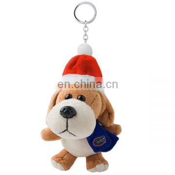 Wholesale cheap custom LOGO stuffed mini 10cm soft brown dog plush keychain