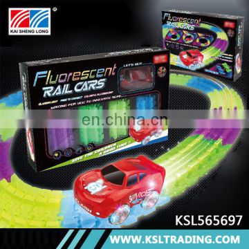 Glow in the dark electric kids fun track car toy for good sale