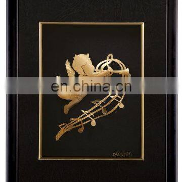 Fineness Angel Cherub Framed Picture of Painting in gold leaf plated nice home decoration